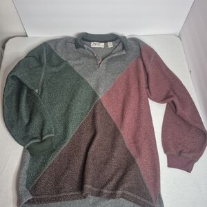 VINTAGE Impact Sweater Mens Md Polo Long Sleeve Colorblock Pullover Sweatshirt